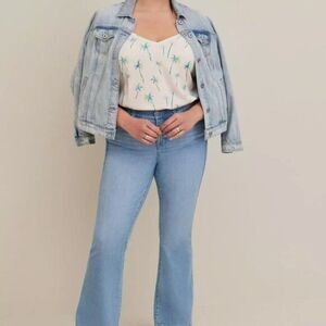 Torrid White and Green Palm Print Camisole